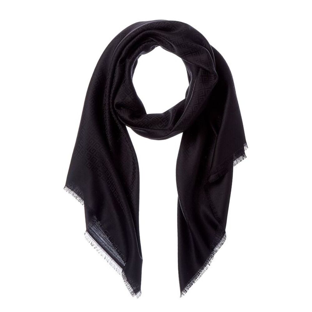 Givenchy 4G Square Large Wool & Silk-Blend Scarf, Black - Picture 2 of 3